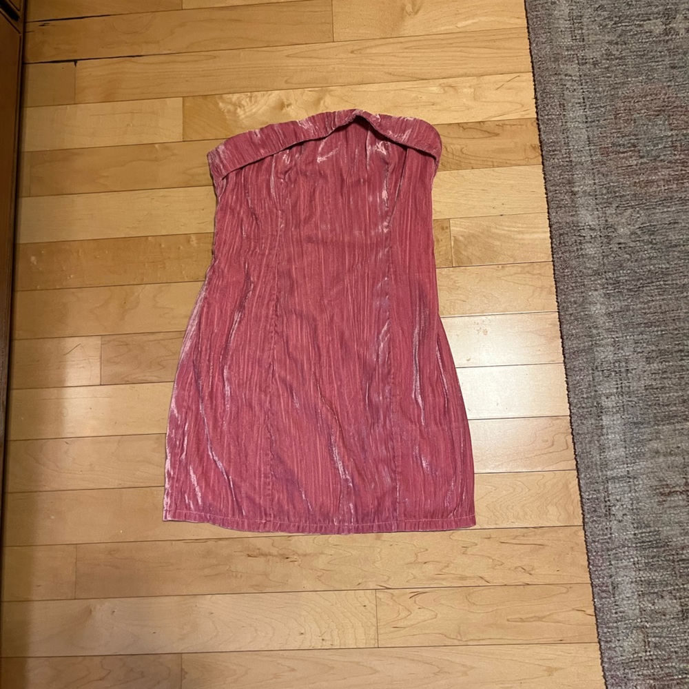 Nastygal pink velvet strapless dress